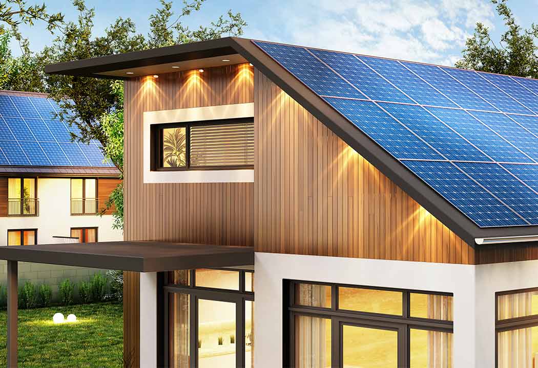 Casa con pannelli fotovoltaici