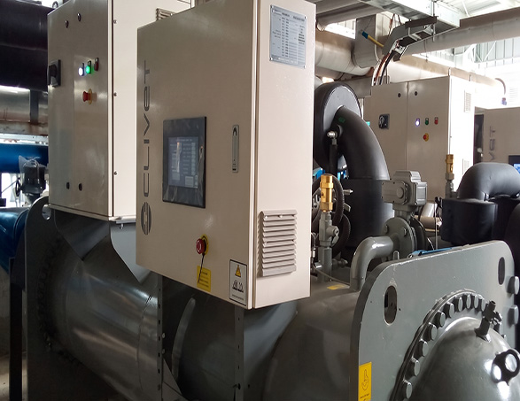 Clivet water-cooled centrifugal chiller: installation with nearly 30% electricity savings.