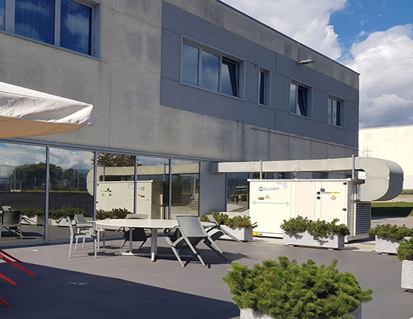 Clivet SMARTPACK2 rooftop units for air conditioning and fresh air at Clivet Bistrò.