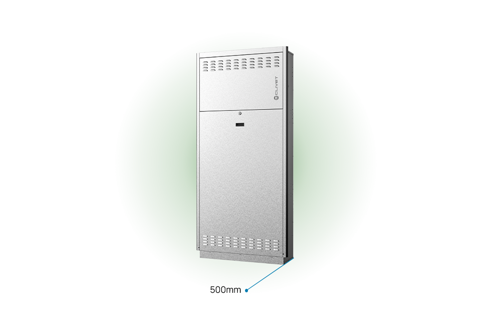 Einzuhaltende Abstände: 500 mm vorne