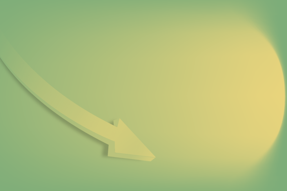 Grafische Darstellung mit Abwärtspfeil mit gelber Strahlkraft auf grünem Hintergrund – Mit SPHERA EVO 2.0 EASYHYBRID BOX mehr Energie aus der Sonne und weniger Verbrauch 