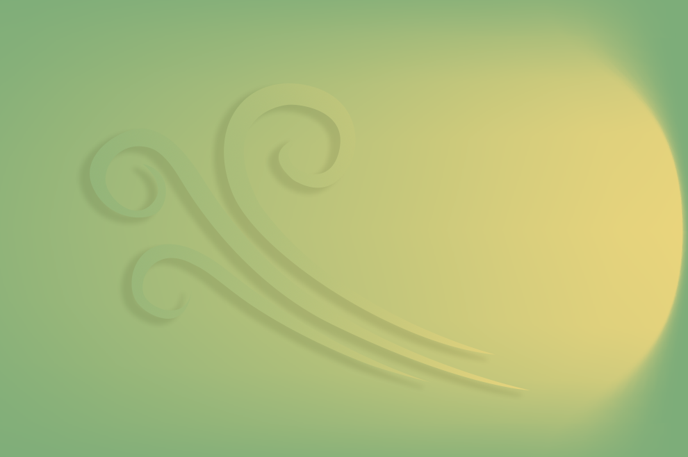 ElfoSpace Box 3 – Willkommen perfektes Gleichgewicht, Grafiksymbol der Luft auf grünem Hintergrund.